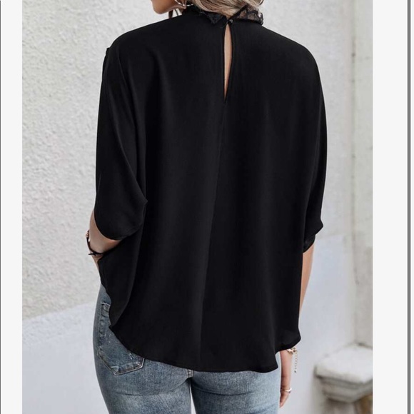 Boho Oversized Loose Fit Dolman Sleeve Top Blouse Black - Picture 4 of 13